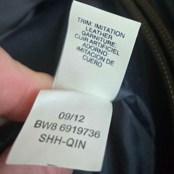 Tommy Hilfiger Monogram Tote Bag Brown Leather & Blue Pattern 13"x13"x4.5" - Picture 13 of 13